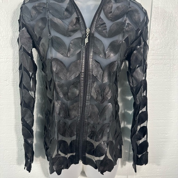 Belgin Francis Black Leather Classic Leaf Jacket Size Small EUC - Picture 2 of 8